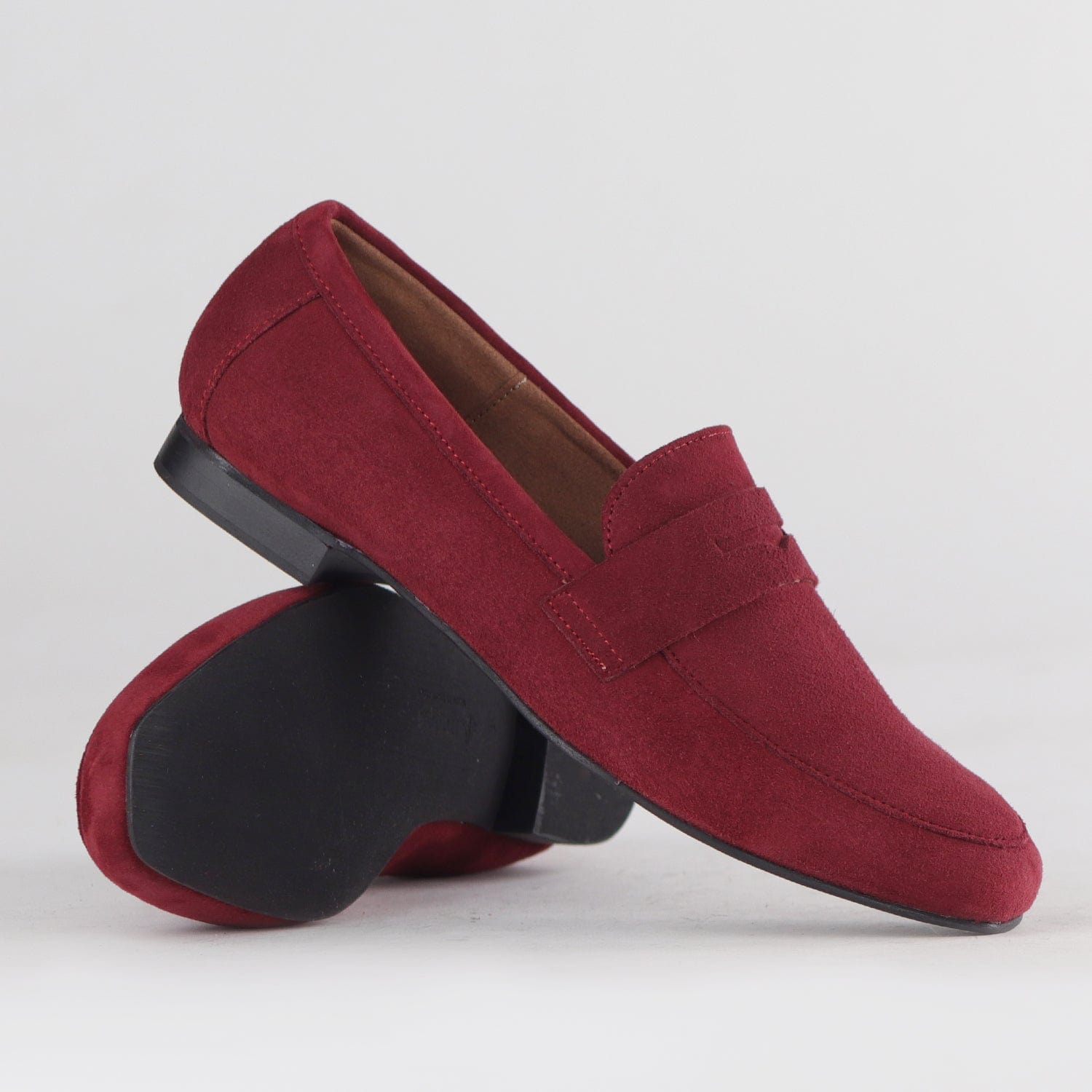 Froggie Shoes Shoes Penny Loafer in Burgundy Suede - 12587