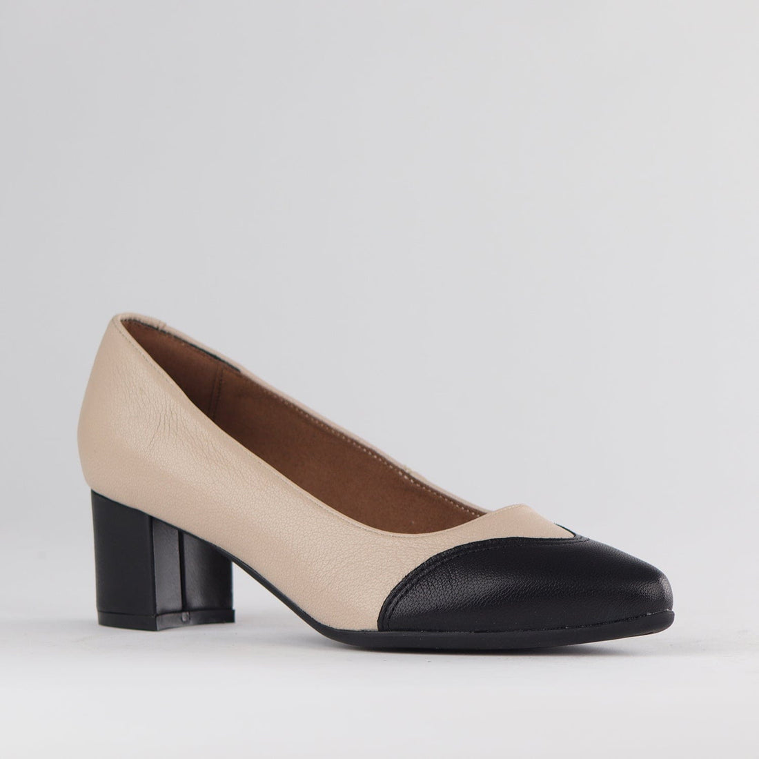 Froggie Shoes Shoes Pointed Block Heel Court Shoe in ivory multi - 12611