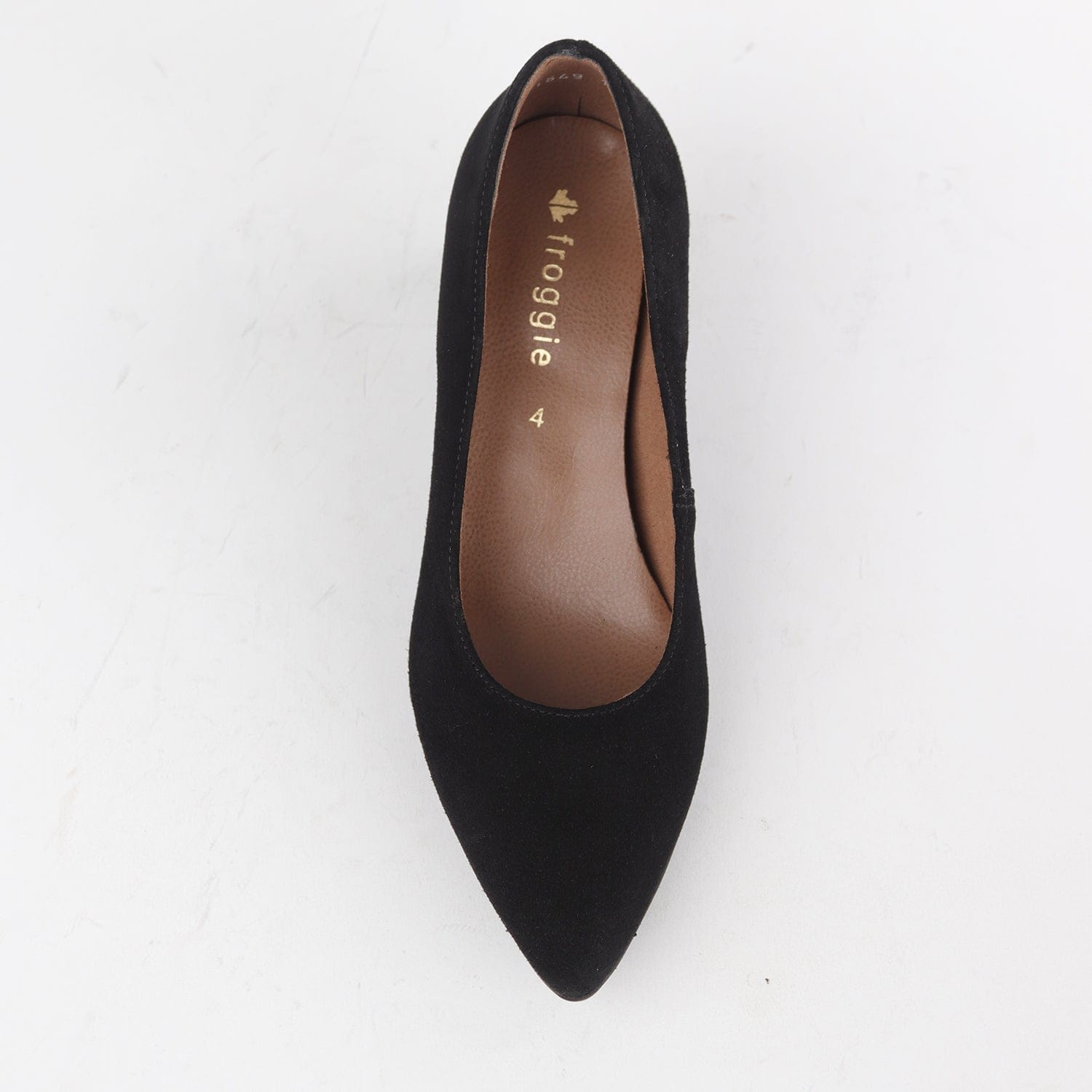 Froggie Shoes Shoes Pointed Block Heel Court Shoes in Black Suede - 12604