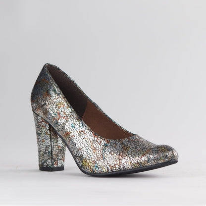 Froggie Shoes Shoes Pointed Court Shoes with Block High Heel in Crochet - 12625