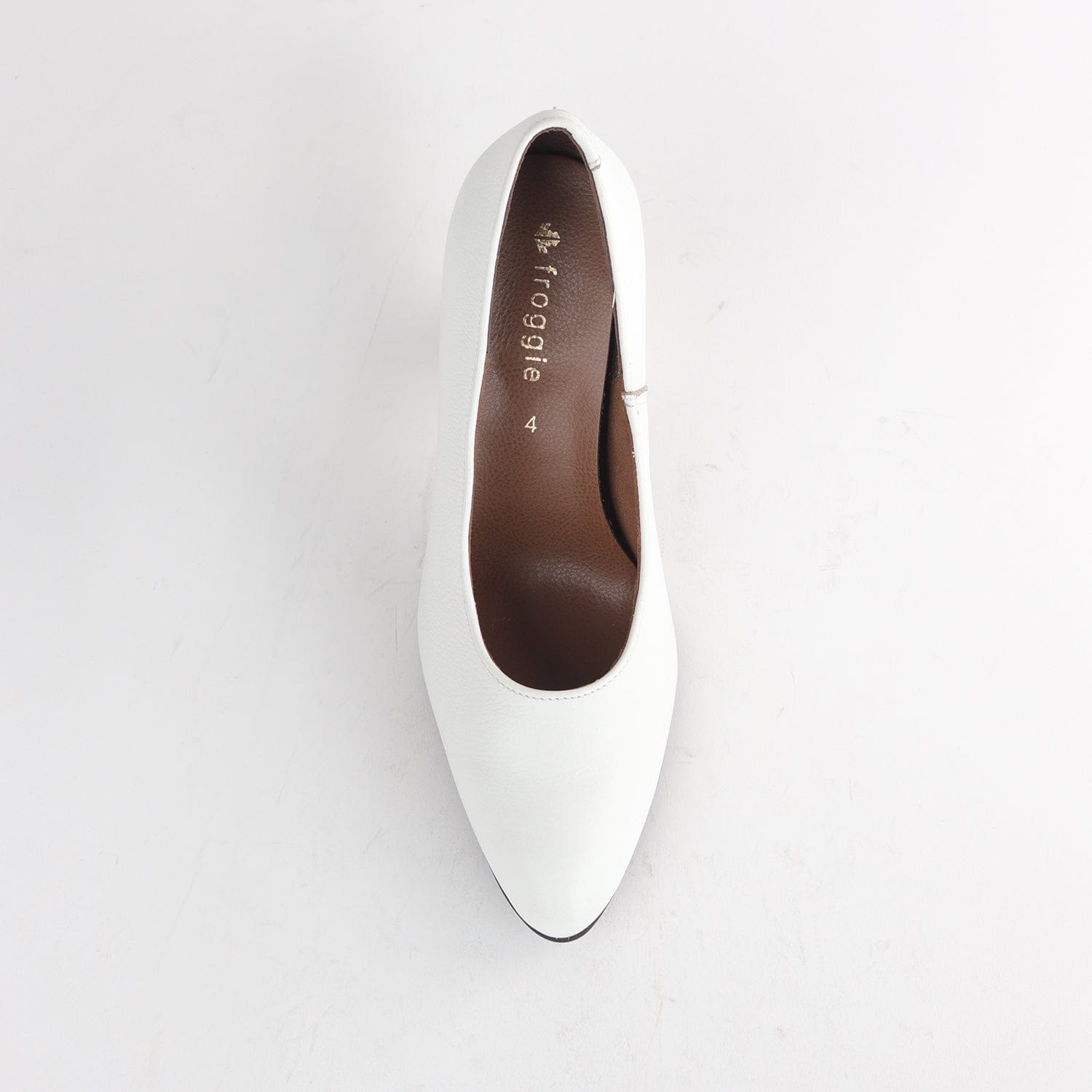 Froggie Shoes Shoes Pointed Court Shoes with Block High Heel in White Multi - 12625