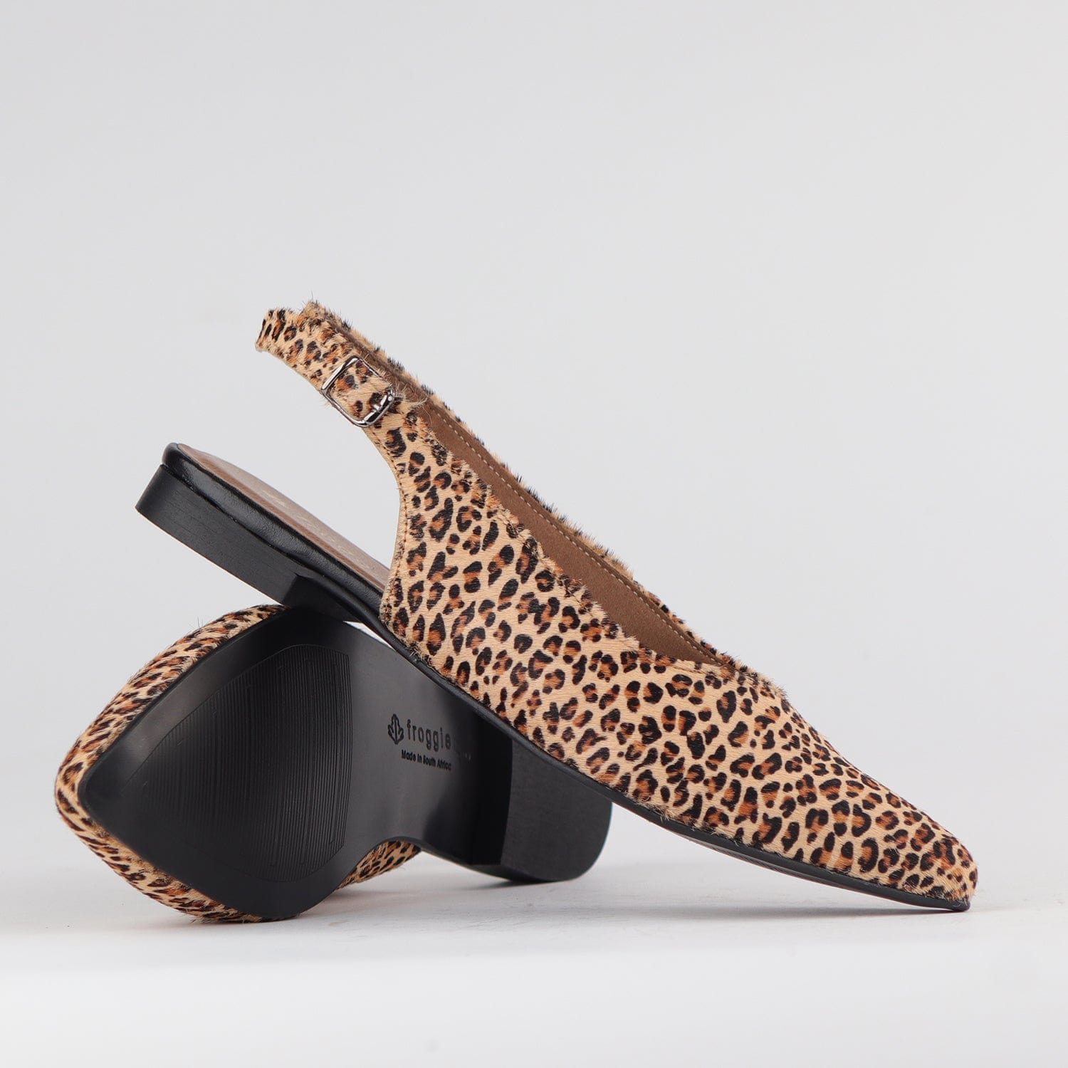 Froggie Shoes Shoes Pointed Flat Slingback in Cheetah Tan - 12729