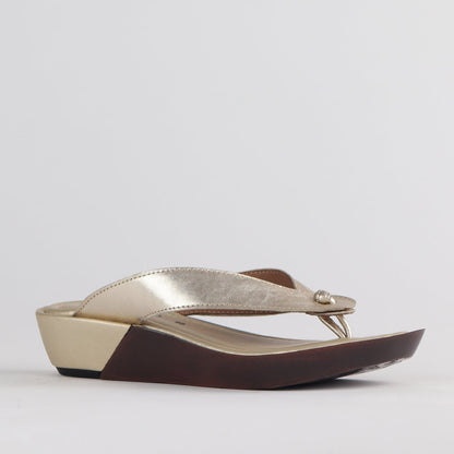 Froggie Shoes Shoes Rox Thong Sandal in Gold - 10737