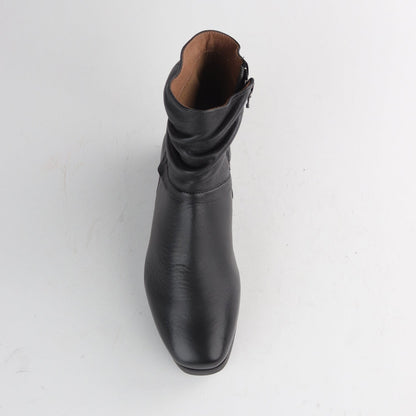 Froggie Shoes Shoes Ruched Flat Ankle Boot in Black - 12770