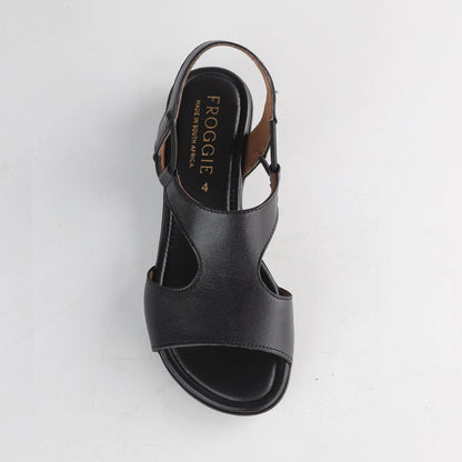Froggie Shoes Shoes Slingback T-Bar Flat Sandal in Black - 12104