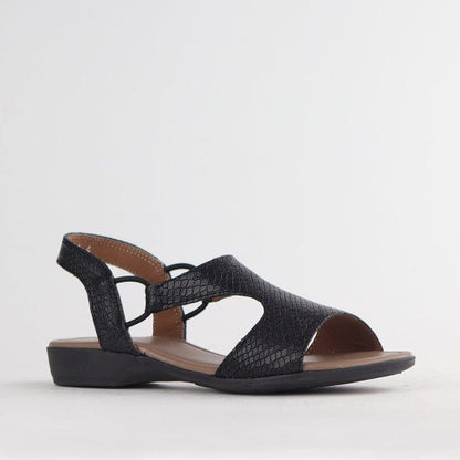 Froggie Shoes Shoes Slingback T-Bar Flat Sandal in Black Multi - 12104