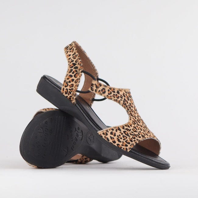 Froggie Shoes Shoes Slingback T-Bar Flat Sandal in Cheetah Tan - 12104