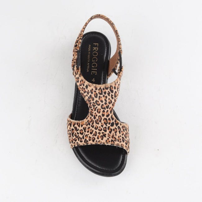 Froggie Shoes Shoes Slingback T-Bar Flat Sandal in Cheetah Tan - 12104