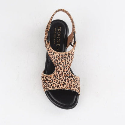 Froggie Shoes Shoes Slingback T-Bar Flat Sandal in Cheetah Tan - 12104