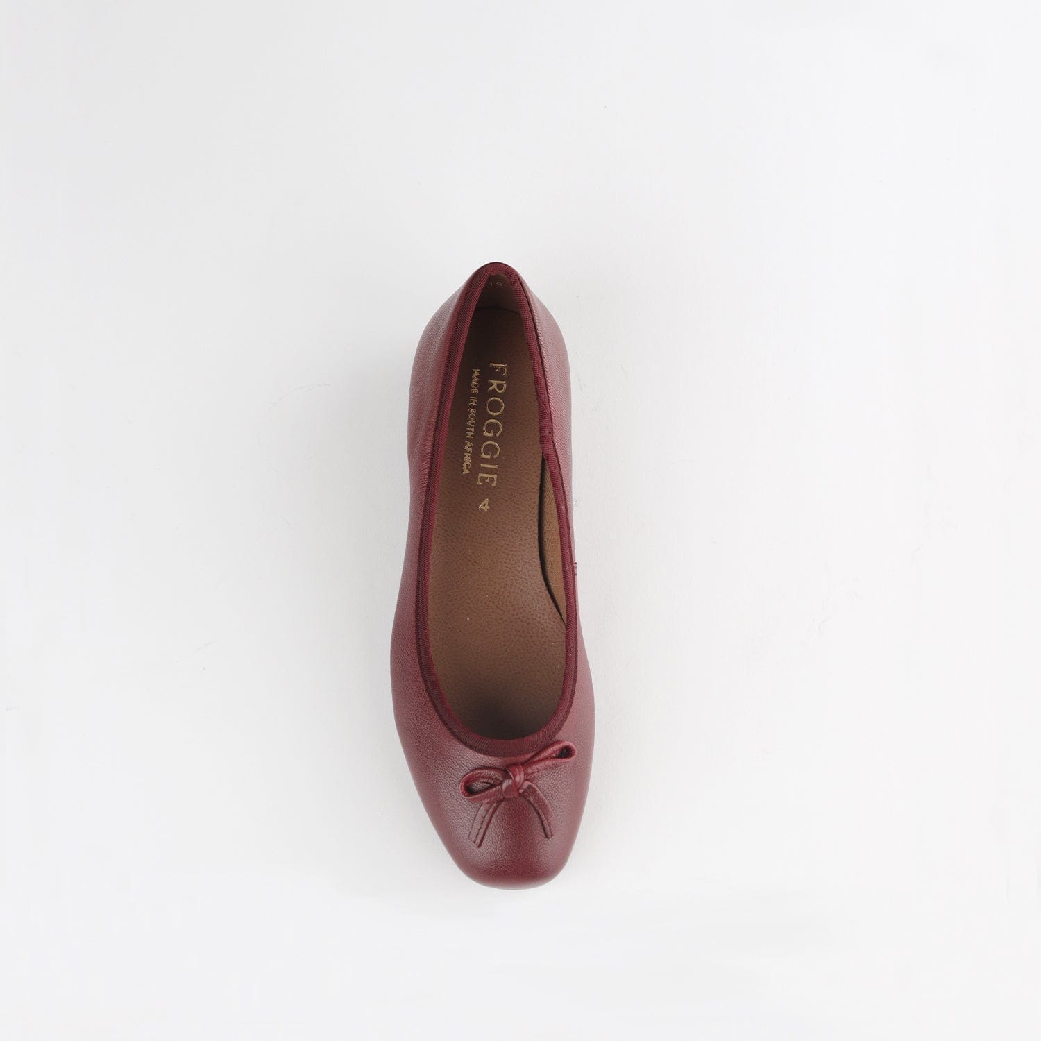 Froggie Shoes Shoes Soft Square Toe Ballerina Flat Pump with Bow in Burgundy Multi- 12796