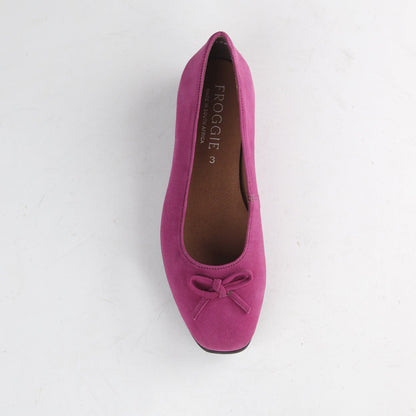 Froggie Shoes Shoes Soft Square Toe Ballerina Flat Pump with Bow in Mauve - 13080
