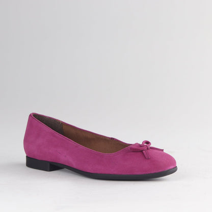 Froggie Shoes Shoes Soft Square Toe Ballerina Flat Pump with Bow in Mauve - 13080