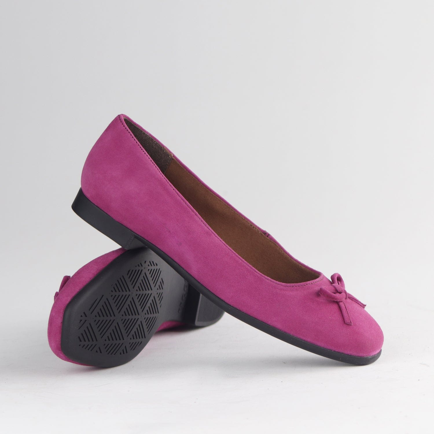 Froggie Shoes Shoes Soft Square Toe Ballerina Flat Pump with Bow in Mauve - 13080