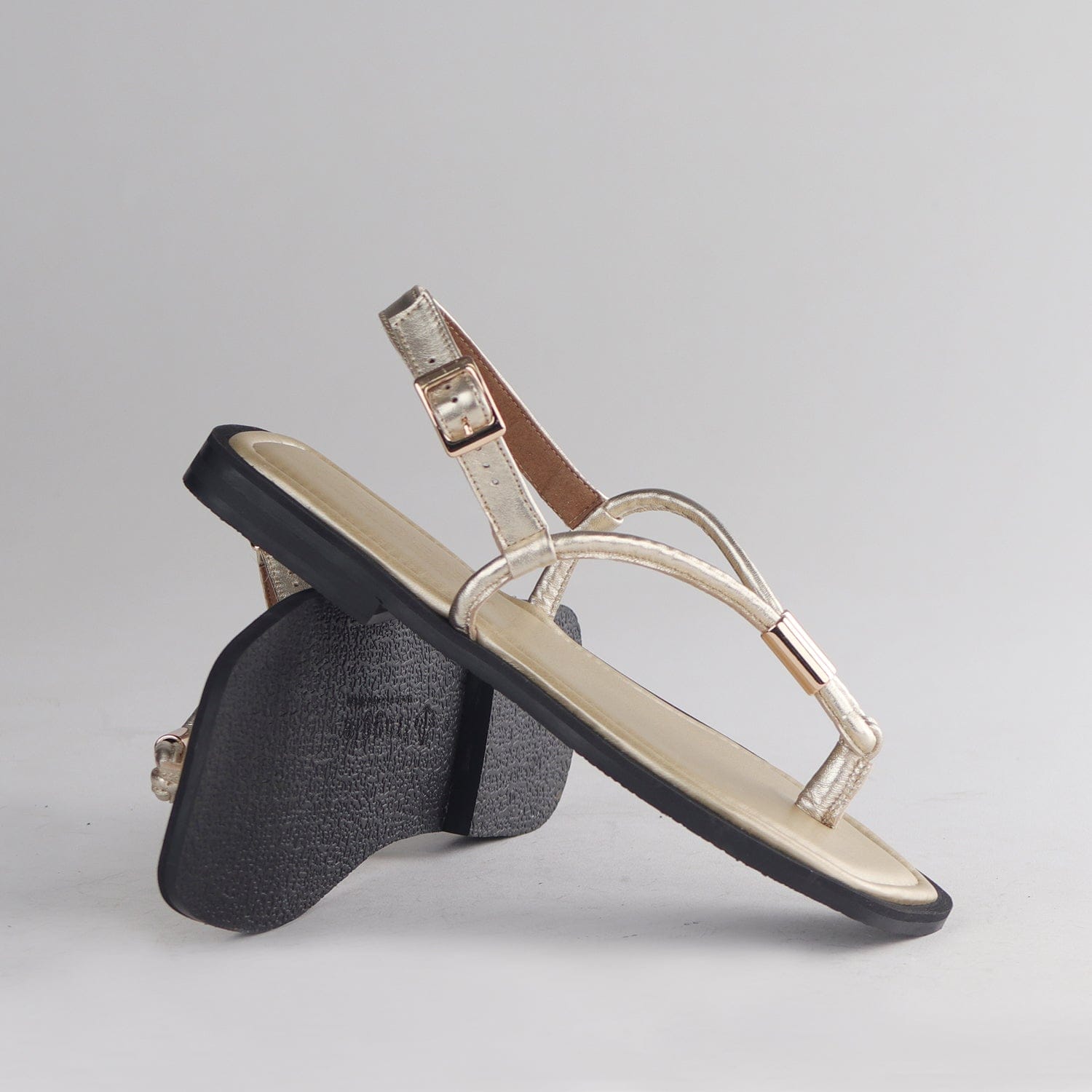 Froggie Shoes Shoes Spaghetti jewel thong Flat Sandal in Gold - 12994