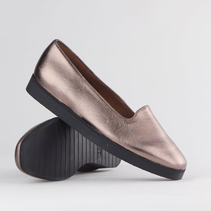 Froggie Shoes Shoes Square Toe Slipper Cut Shoe in Lead Metallic - 12763