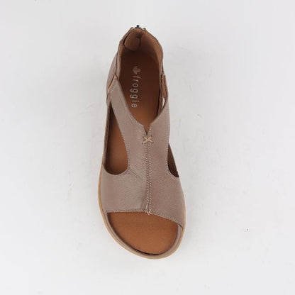 Froggie Shoes Shoes T-bar Sandal with Removable Footbed in Stone - 12707