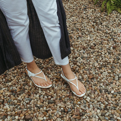 Froggie Shoes Shoes Thong Flat Sandal in White Multi - 10732