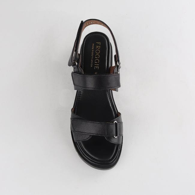 Froggie Shoes Shoes Triple Velcro straps Sandal in Black - 12667