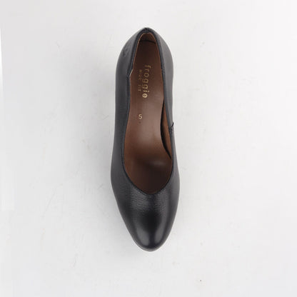 Froggie Shoes Shoes Wider Fit Mid Heel Court in Black - 10873