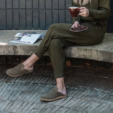 Froggie Shoes  Women’s Barefoot Furlined Clog- Brown Suede-12898