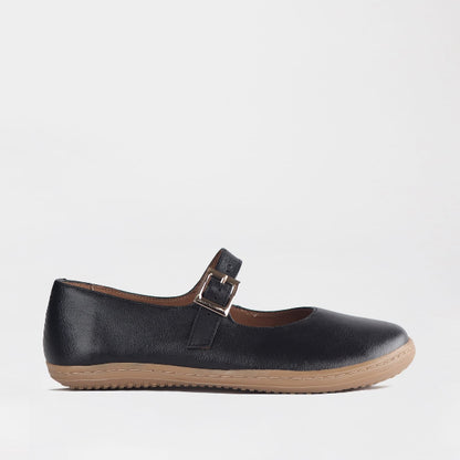 Froggie Shoes Women’s Barefoot Mary Jane- Removable Footbed- Black Leather 12972 - side