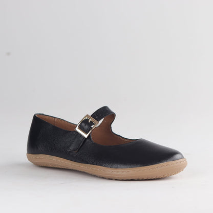 Froggie Shoes Women’s Barefoot Mary Jane- Removable Footbed- Black Leather 12972 - side - angle