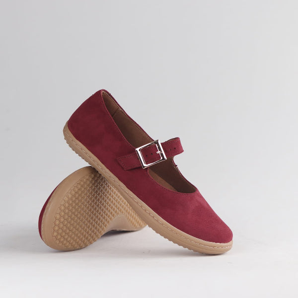 Froggie Women’s Barefoot Mary Jane- Removable Footbed- Burgandy Suede -12972 - pair