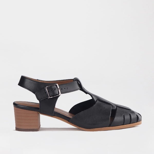 Froggie Shoes Women’s Mid Heel Fisherman Sandal - Black Leather-12993