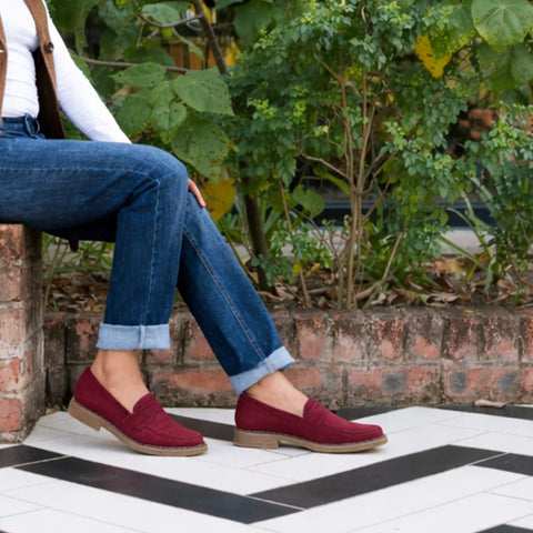  Froggie Women's Penny Loafer-Burgundy suede - 12778