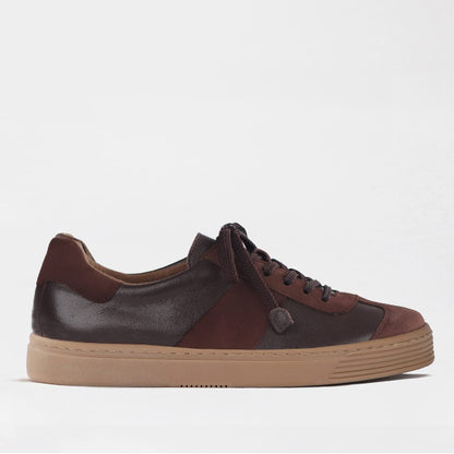 Froggie Shoes Women’s Retro Lace-up Sneaker-Brown Leather and Suede  -13036 - side