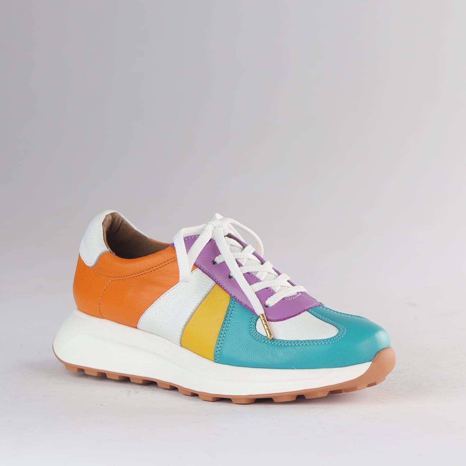 Women’s Froggie lace-up sneaker in multi bright leather colours featuring a lightweight sole and sporty casual style - 12688.