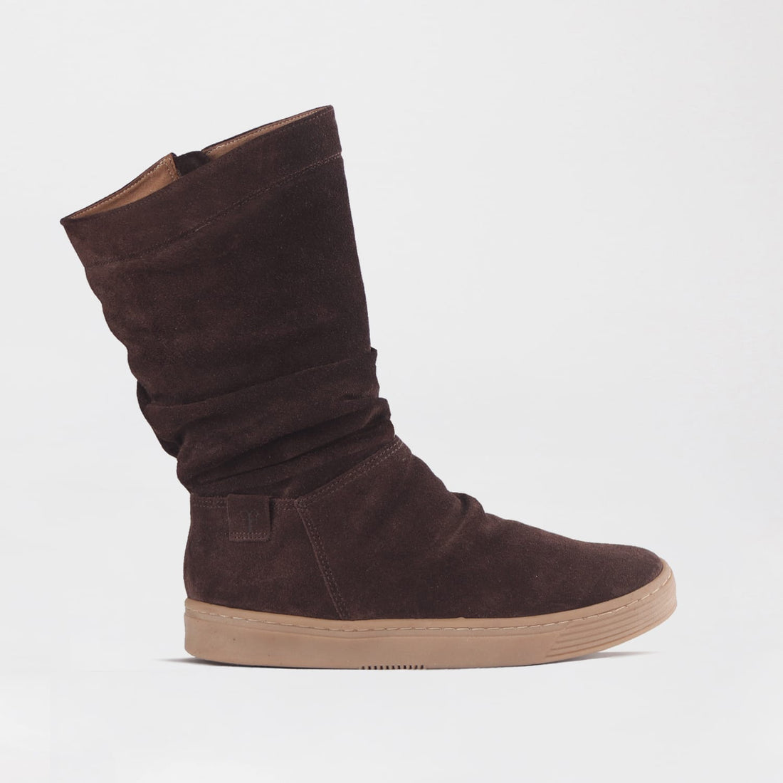 Froggie Women’s Mid-Calf Ruched Boot- Brown Suede -12986