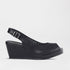 Froggie Women’s Slingback Wedge- Punch Detail-Peep Toe- Black leather- 13047 - side