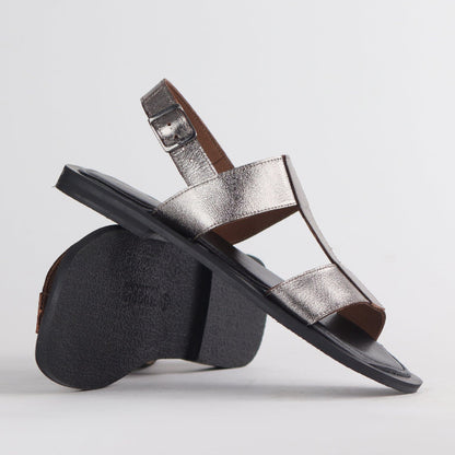 Froggie Shoes Shoes Grecian inspired Flat Sandal in Pewter - 12891