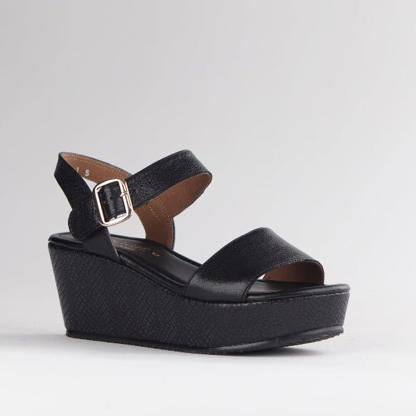 Froggie Shoes Shoes Platform Wedges Sandal with Ankle Strap Black Multi - 12887