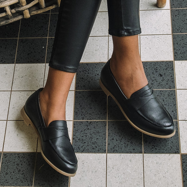 Penny Loafer with Removable Footbed in Black - 12464