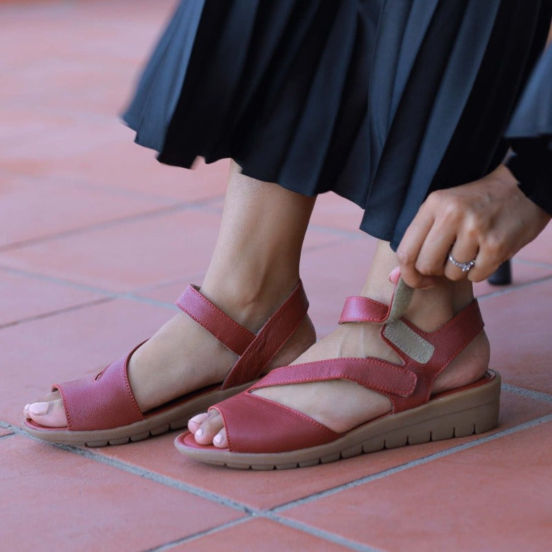 Velcro Sandal in Red - 12538