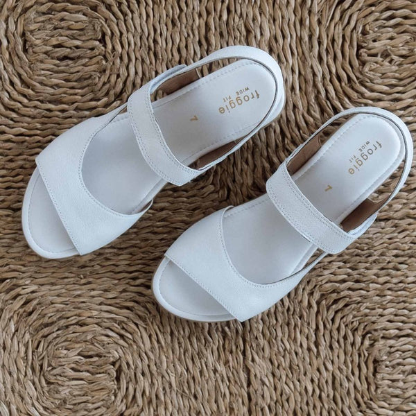 Wider Fit Slingback Flat Sandal in White