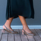 Block Heel Square Toe Slingback in Saddle - 12595 - Froggie Shoes