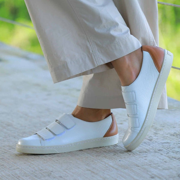 Velcro Sneaker with Removable Footbed in White