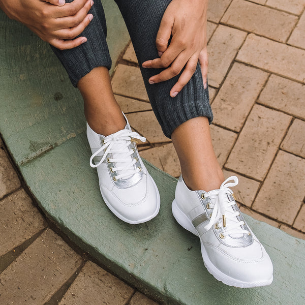 Lace-up Glam Sneakers in Silver Multi - 12459
