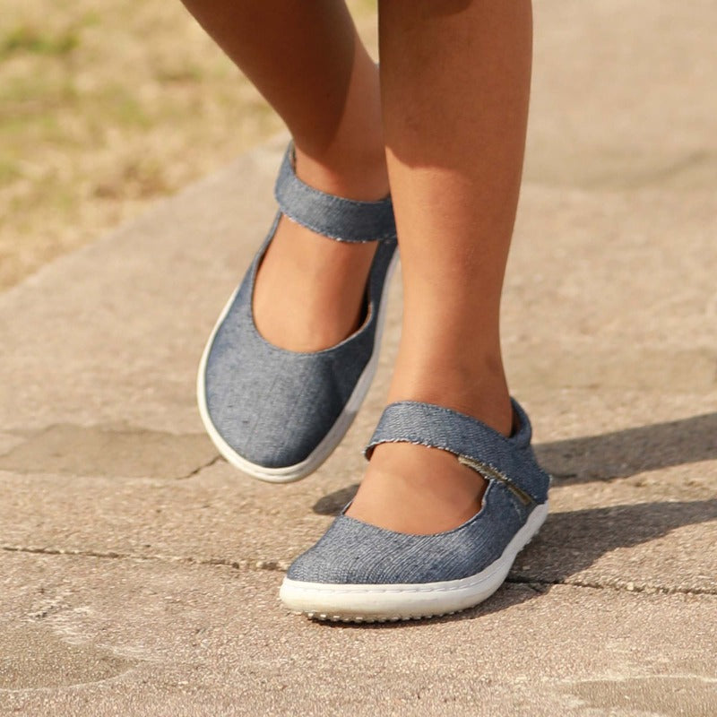 Girls High-Bar Shoes with Removable Footbed in Hot Denim - 12624