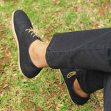 Men's Lace-up Shoe with Removable Footbed in Black - 12403