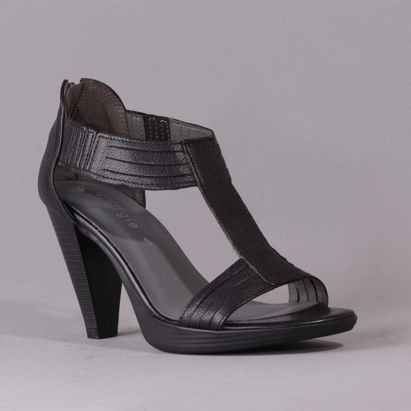 T-Bar High Heel Sandal in Black