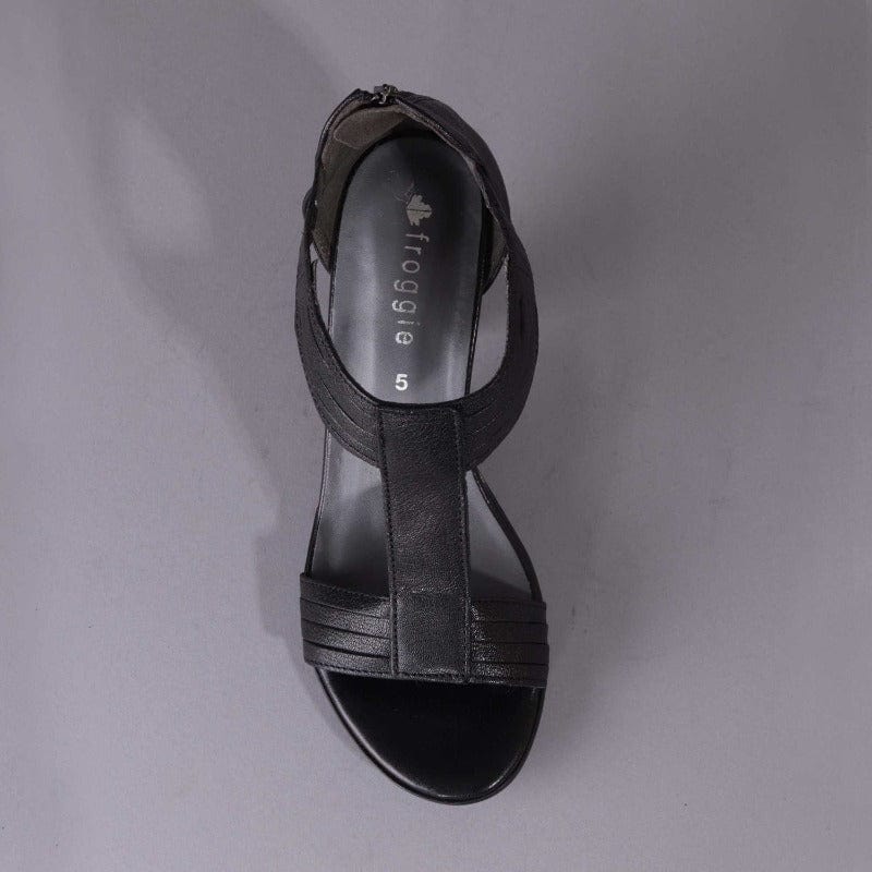 T-Bar High Heel Sandal in Black