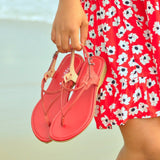 Flat Thong Sandal in Red