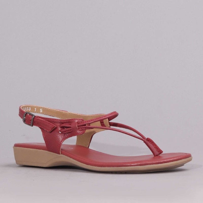 Red leather deals sandals flat