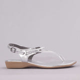 Spaghetti Strap Sandal in Silver