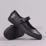 Girls School Shoe with Buckle in Black