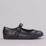 Girls School Shoe with Buckle in Black